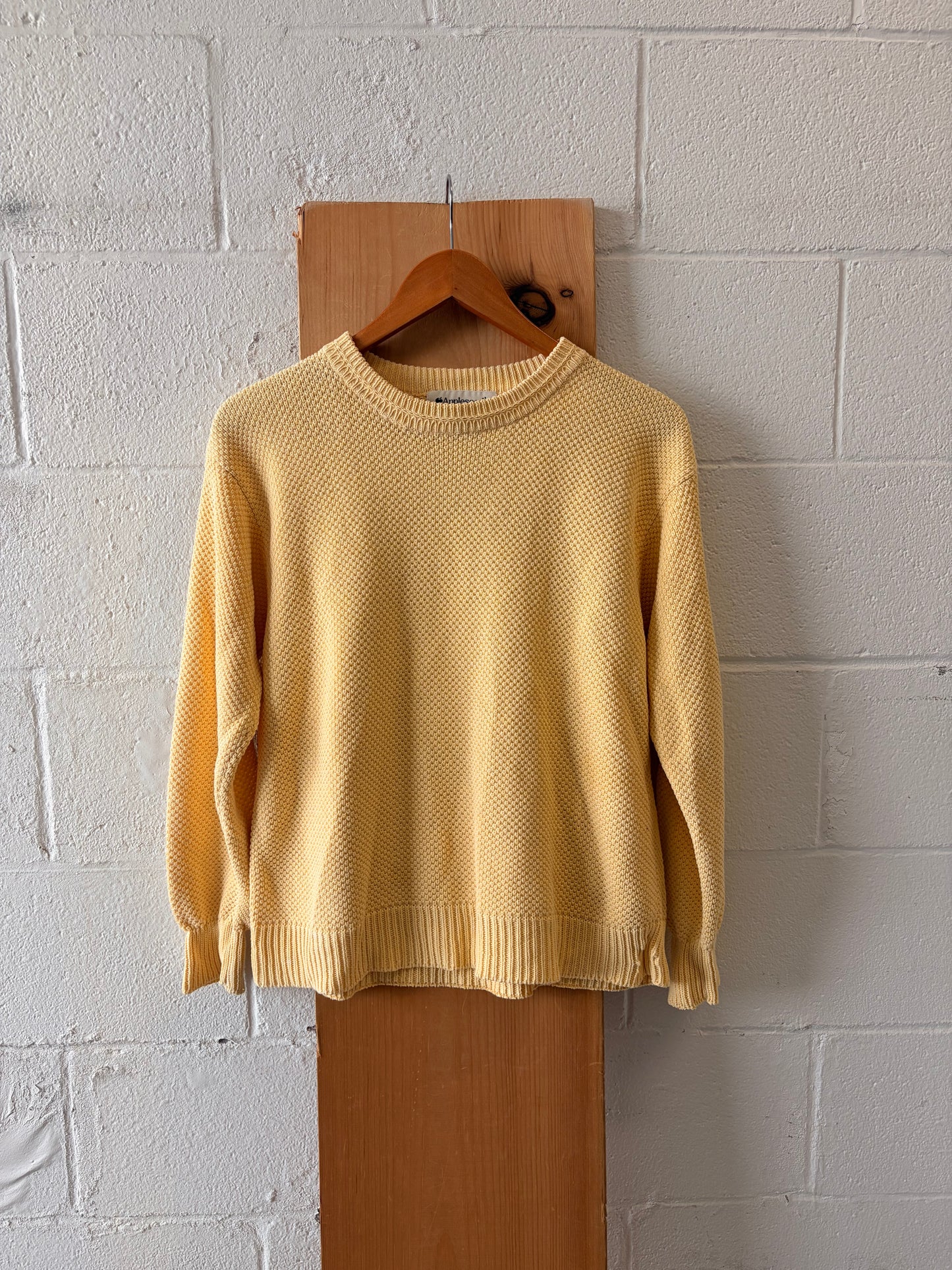 Vtg Butter Yellow Sweater : L