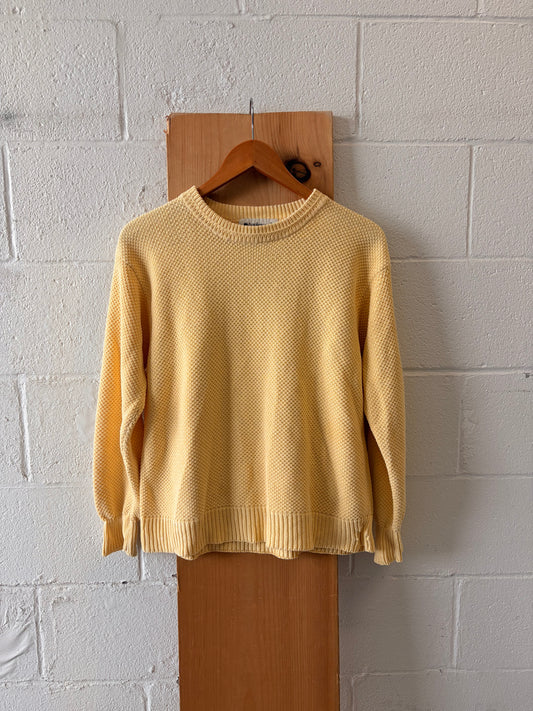 Vtg Butter Yellow Sweater : L