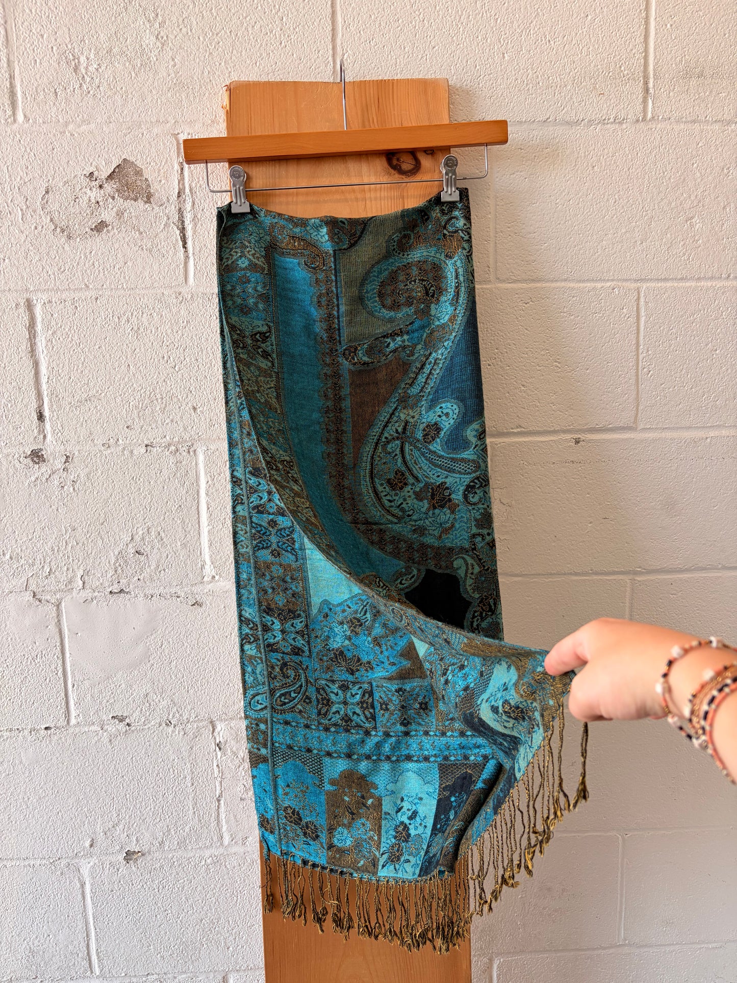 Blue Paisley Scarf / Wrap