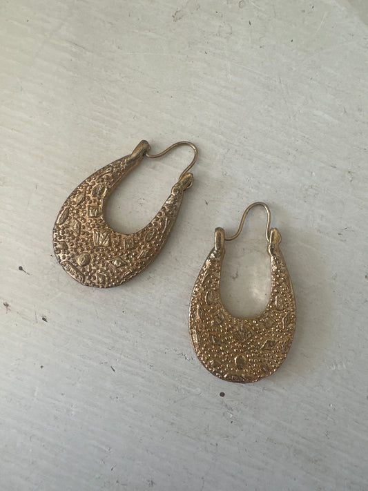 Gold Tone Textured Earrings