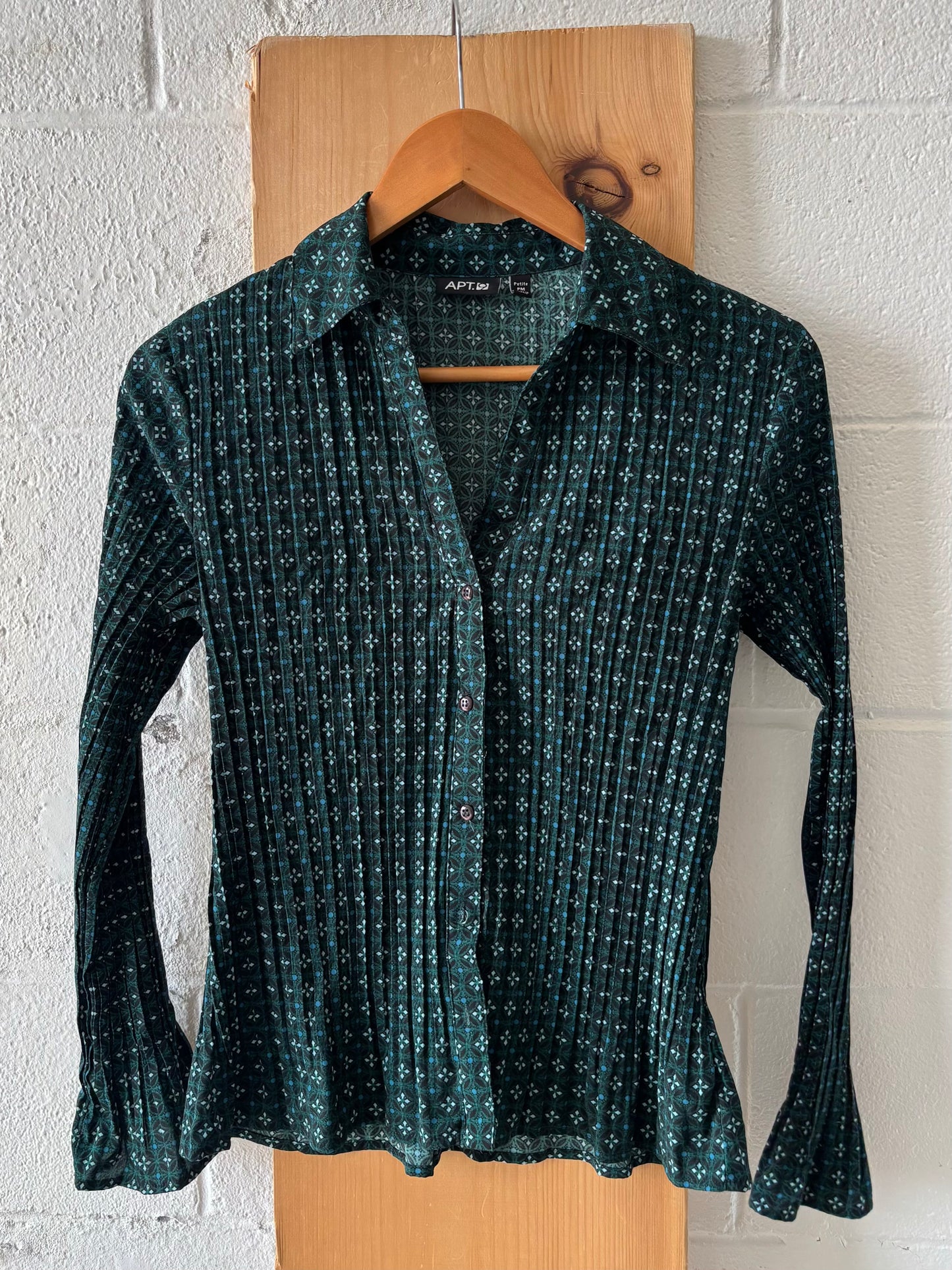 Dark Green Button Down Blouse : Petite M