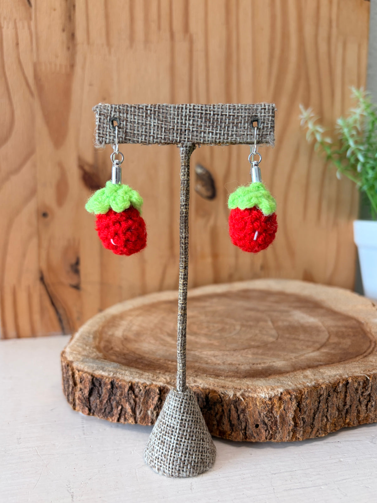 Crochet Strawberry Earrings