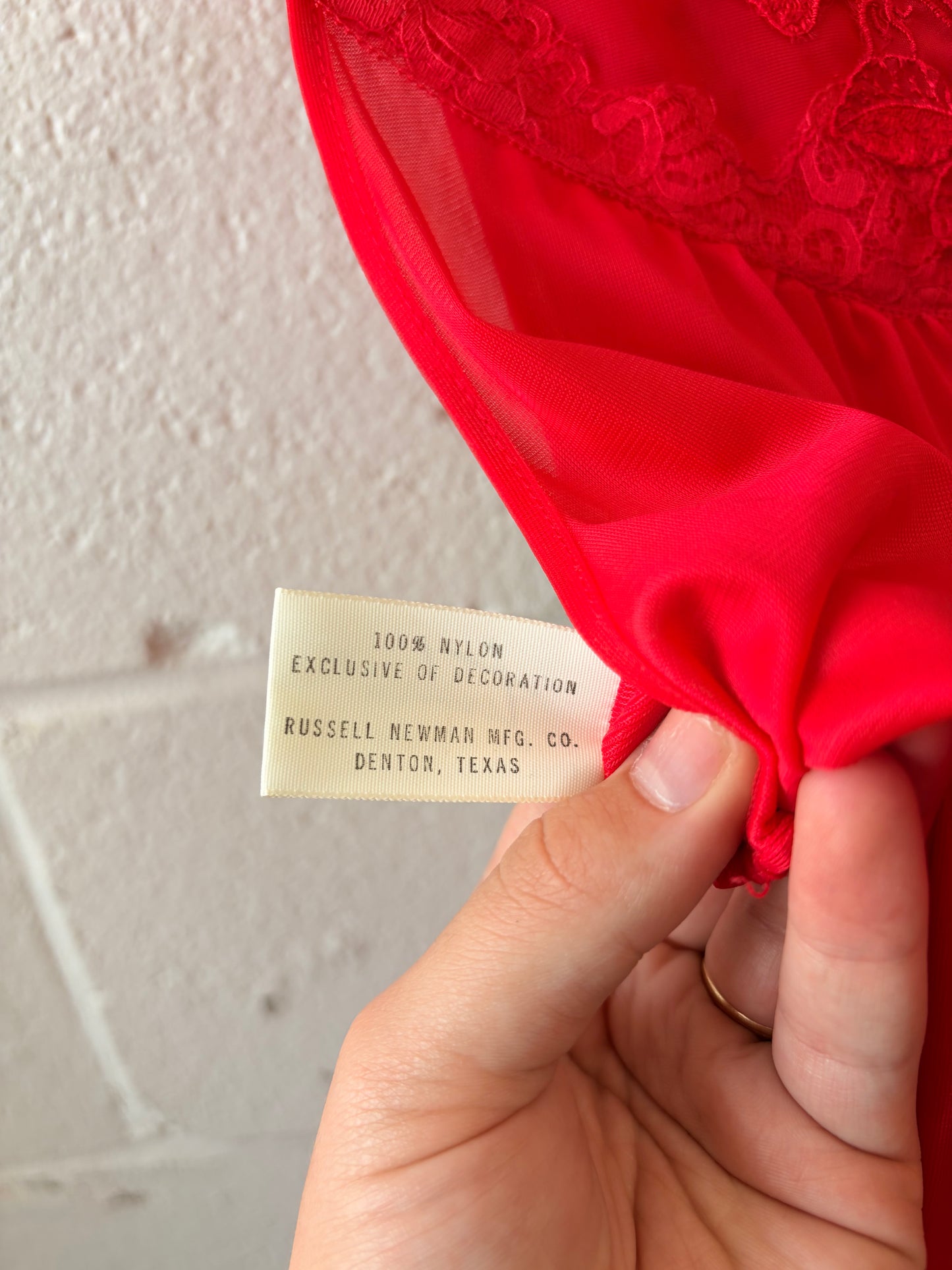 Vtg Red Chiffon Nightgown : 36
