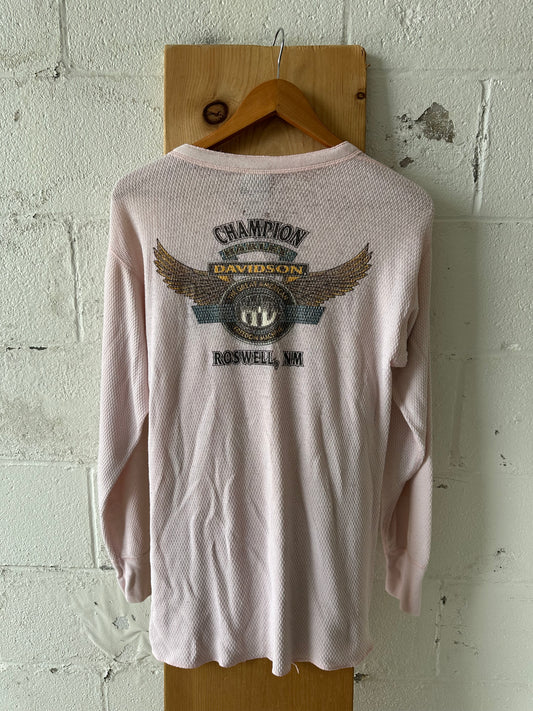 Vtg Baby Pink Harley Thermal : L