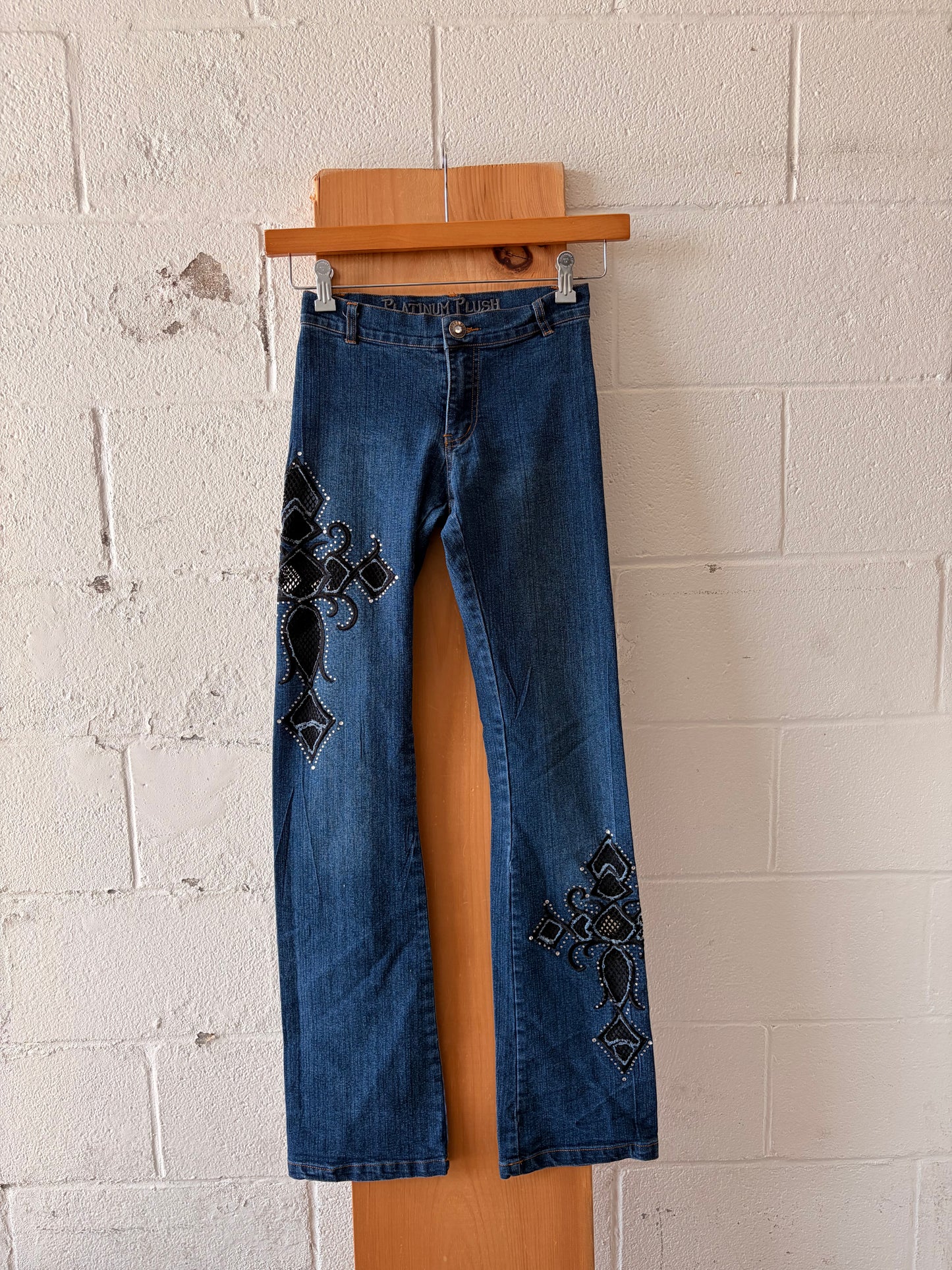 Y2K Platinum Push Mesh Cross Jeans : 1
