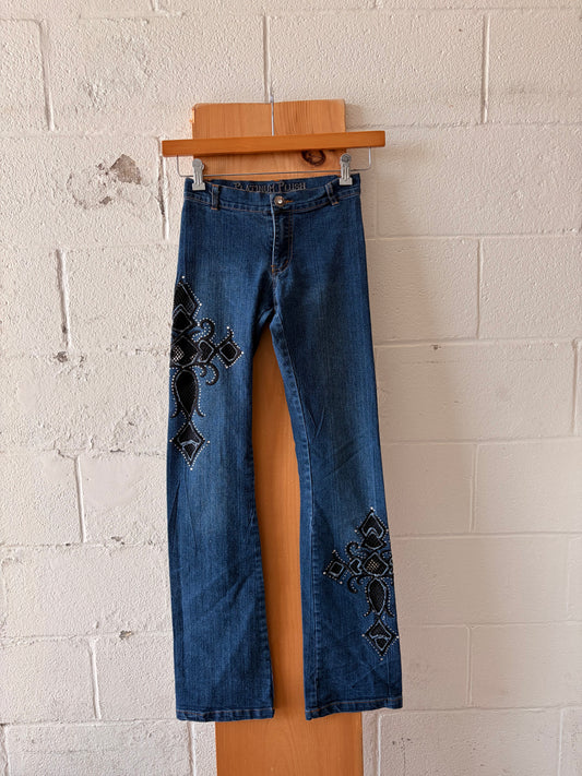 Y2K Platinum Push Mesh Cross Jeans : 1