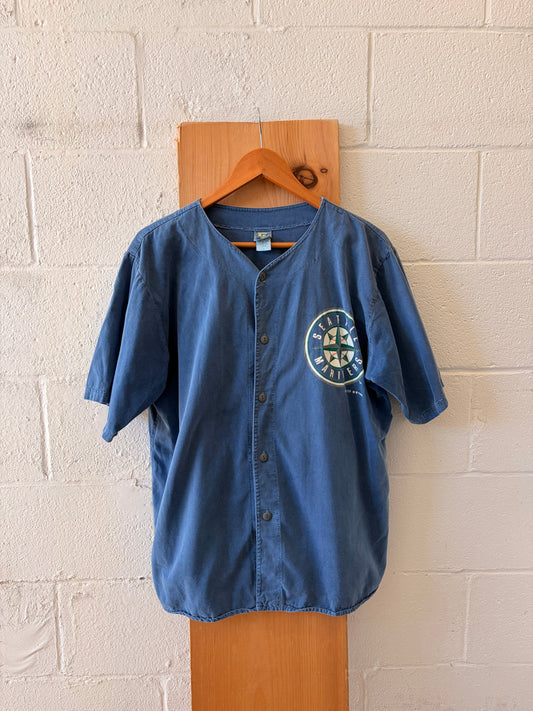 Vtg 90’s Seattle Mariners Baseball Button Down Jersey Tee : M