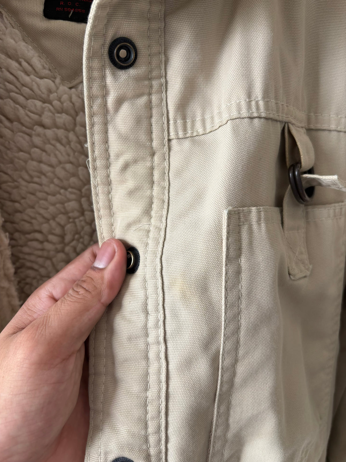 Vtg 80’s Sherpa Lined Hooded Trench Coat : ~M/L
