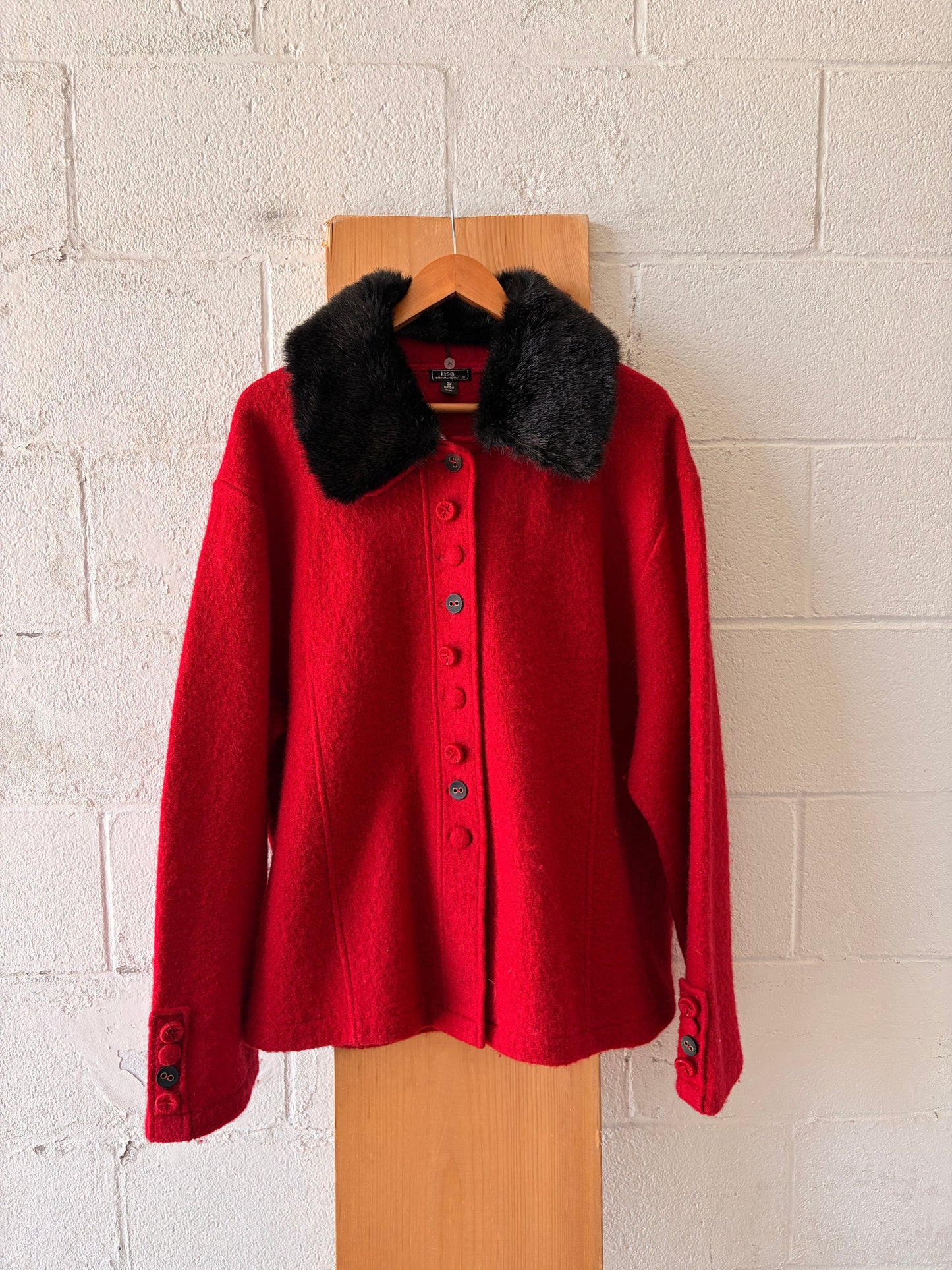 Faux Fur Lined Coat : 3X