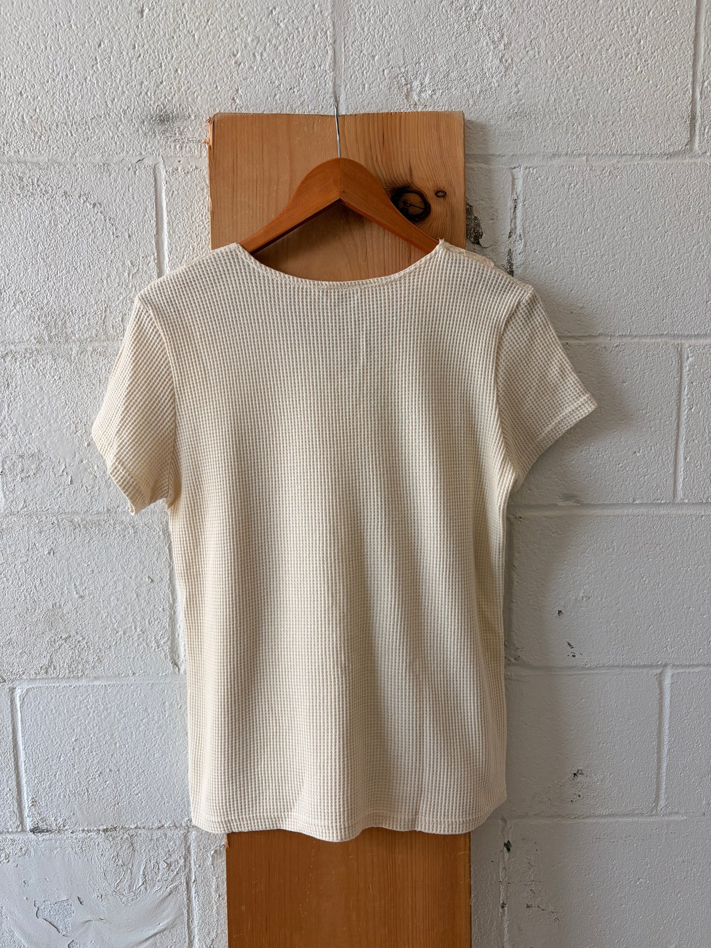Lace Collared Waffle Knit Top : L