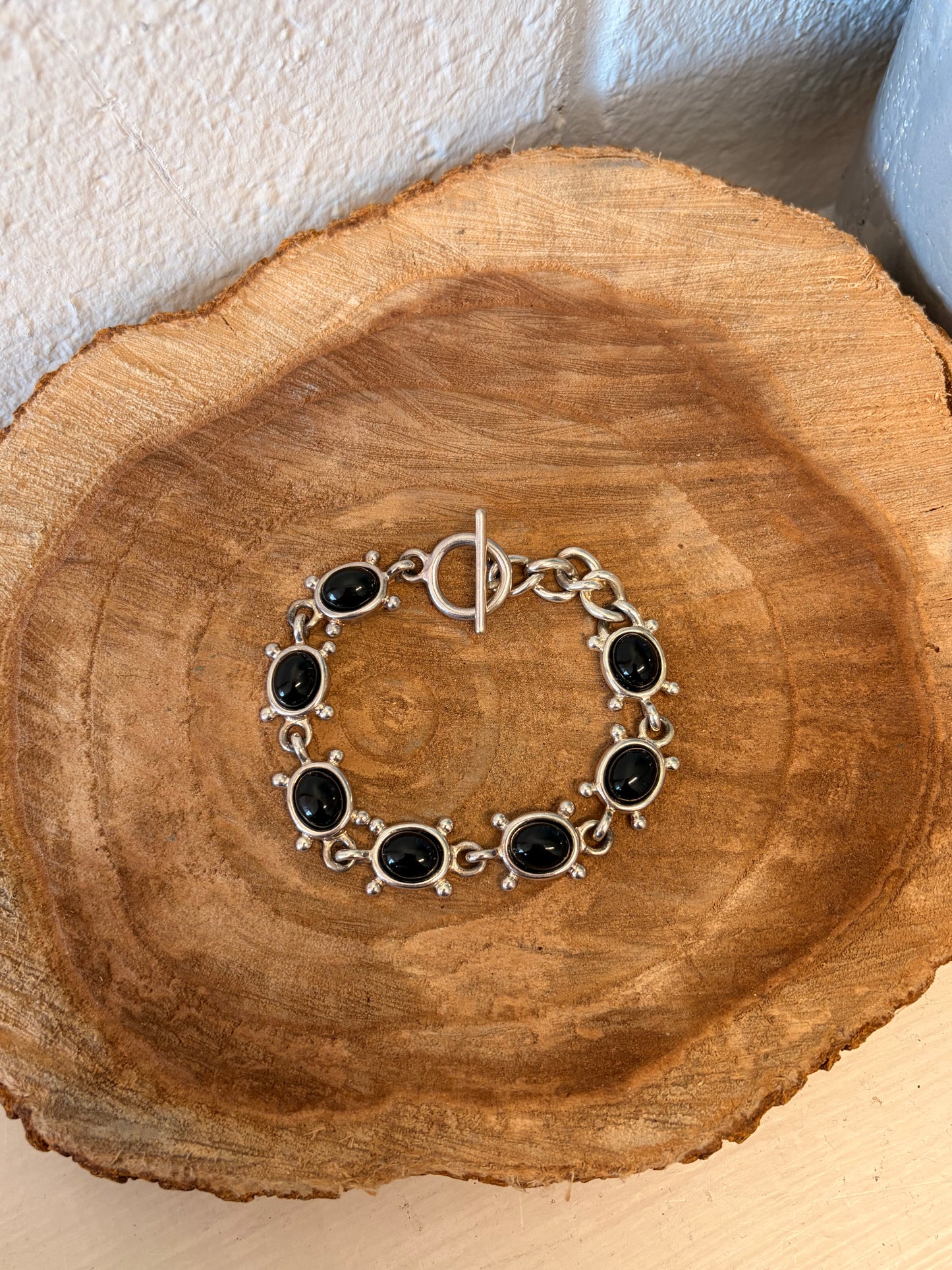 Black & Silver Tone Toggle Bracelet