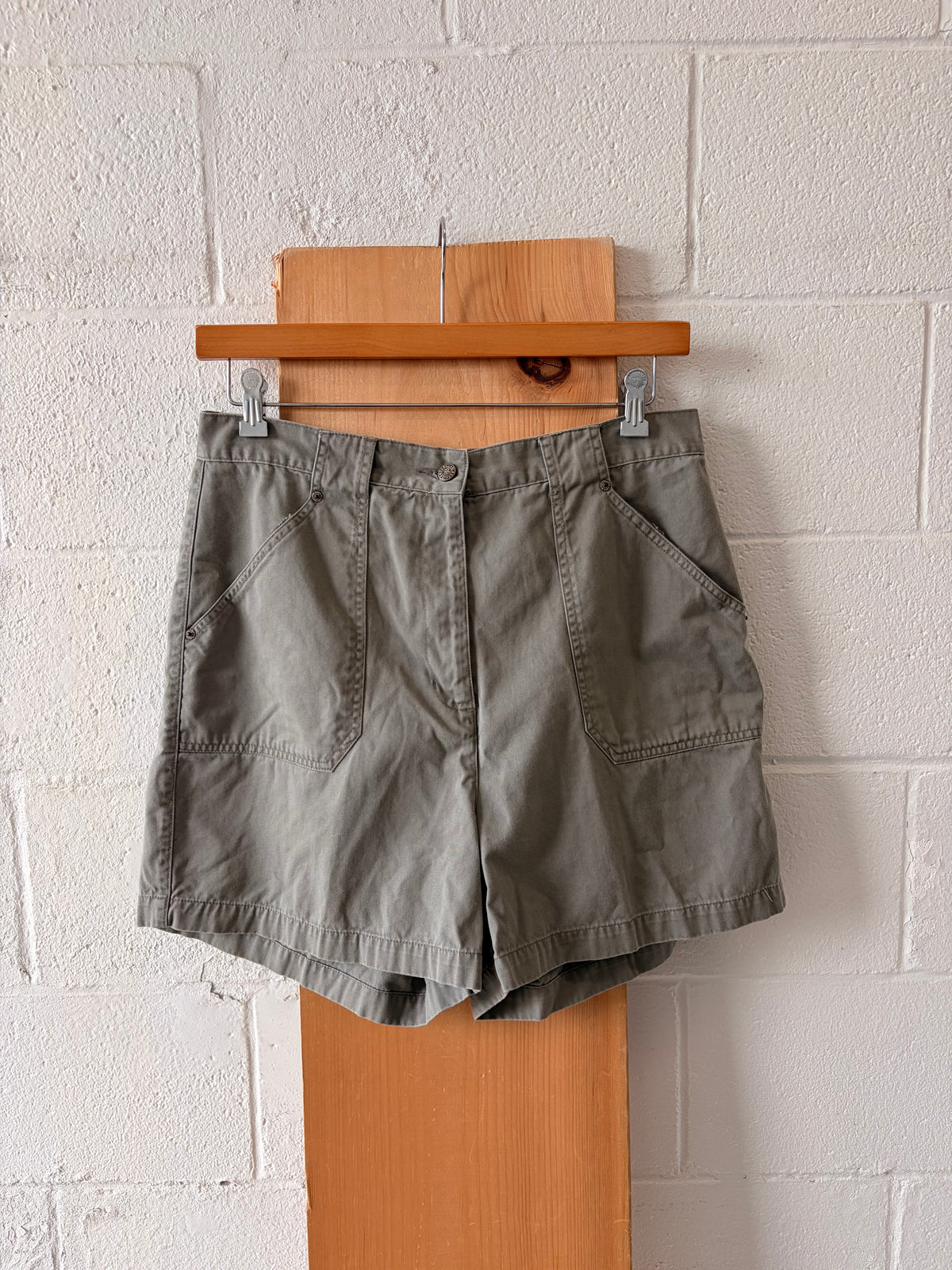 High Waisted Olive Green Shorts : 14