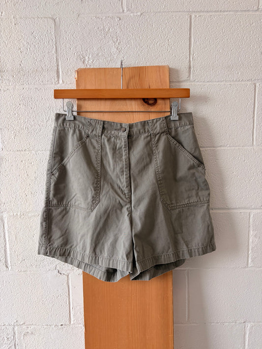 High Waisted Olive Green Shorts : 14
