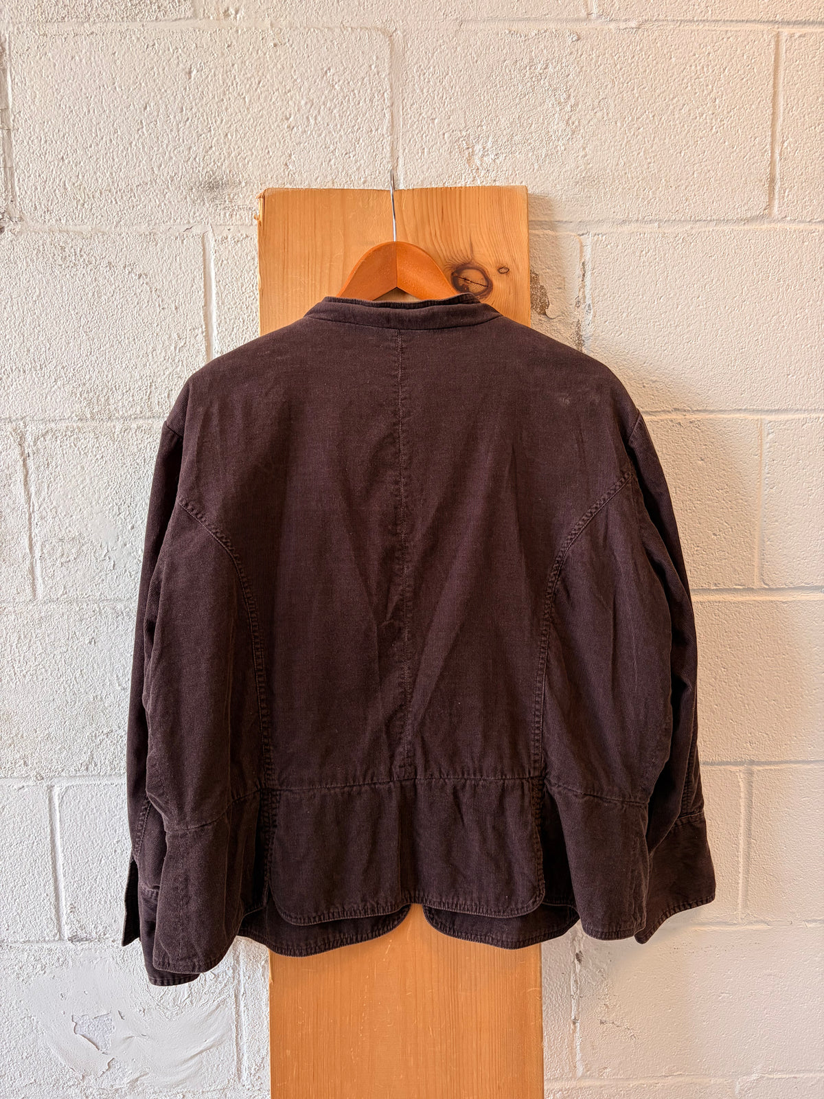 Floral Embroidered Brown Corduroy Peplum Jacket : 3X