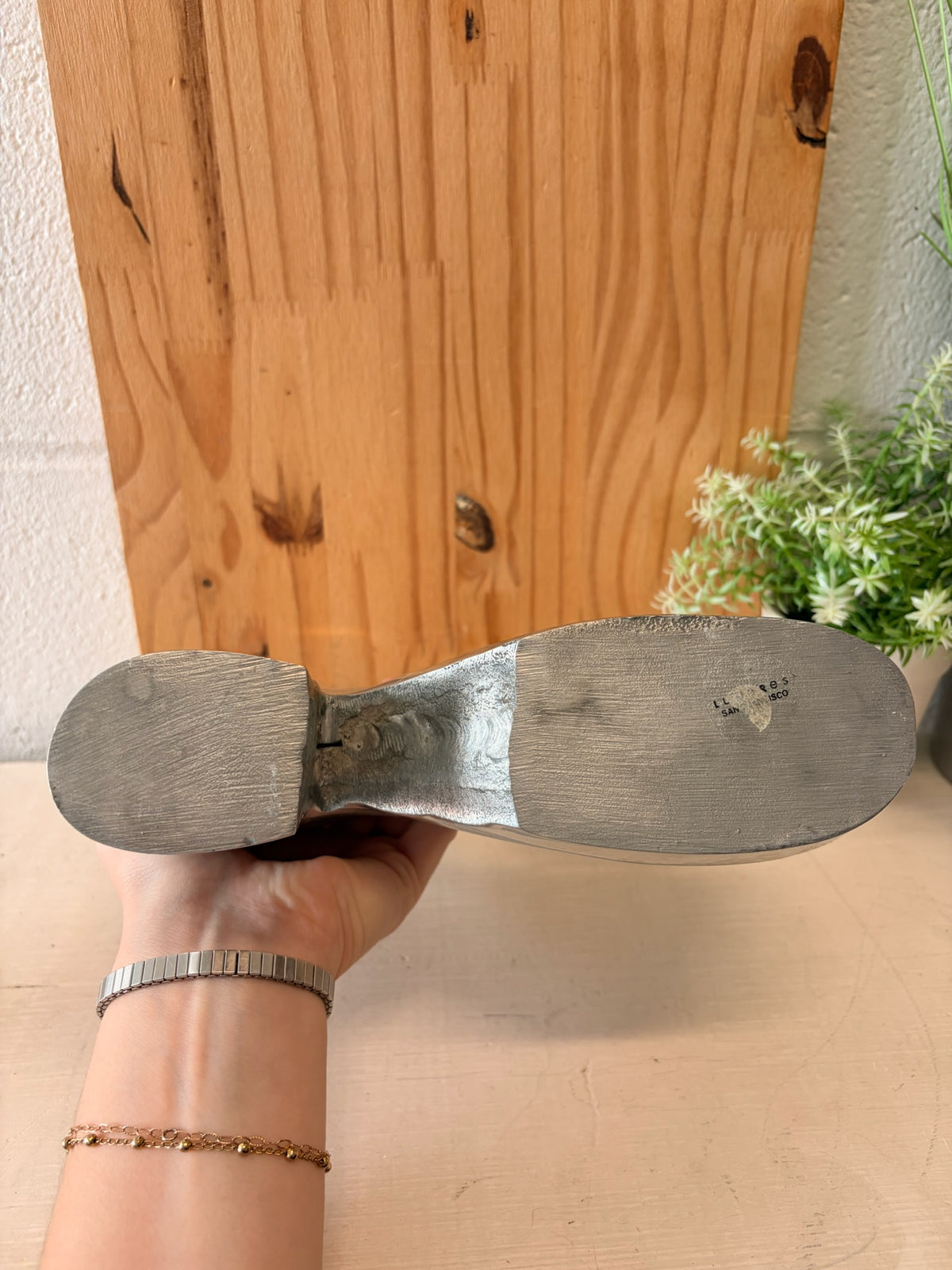 Metal Platform Sandal Sculpture / One Bookend (Local Pick Up Only)