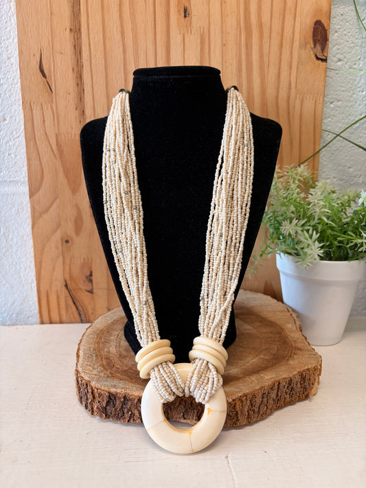Ivory Tone Boho Beaded Necklace