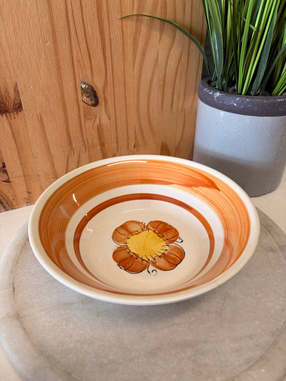 Vtg Ironstone Hand Painted Flower Bowl (Local Pick Up Only)