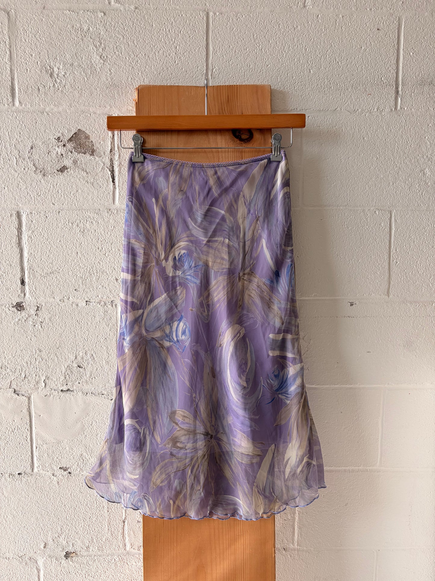Vtg Lilac Floral Skirt : S/M
