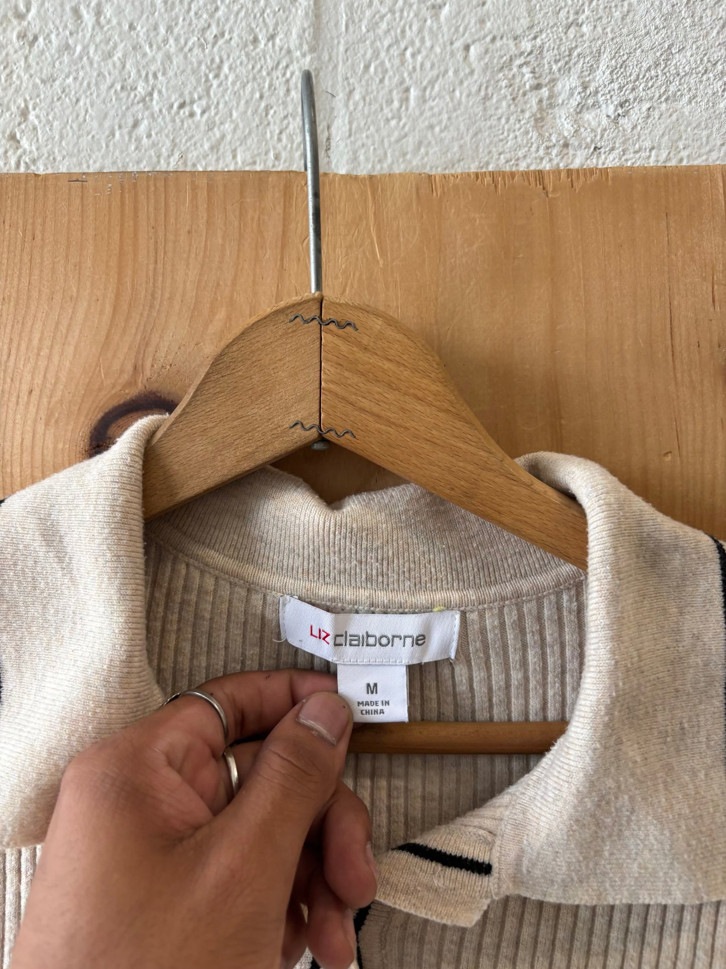 Cream Ribbed Top : M