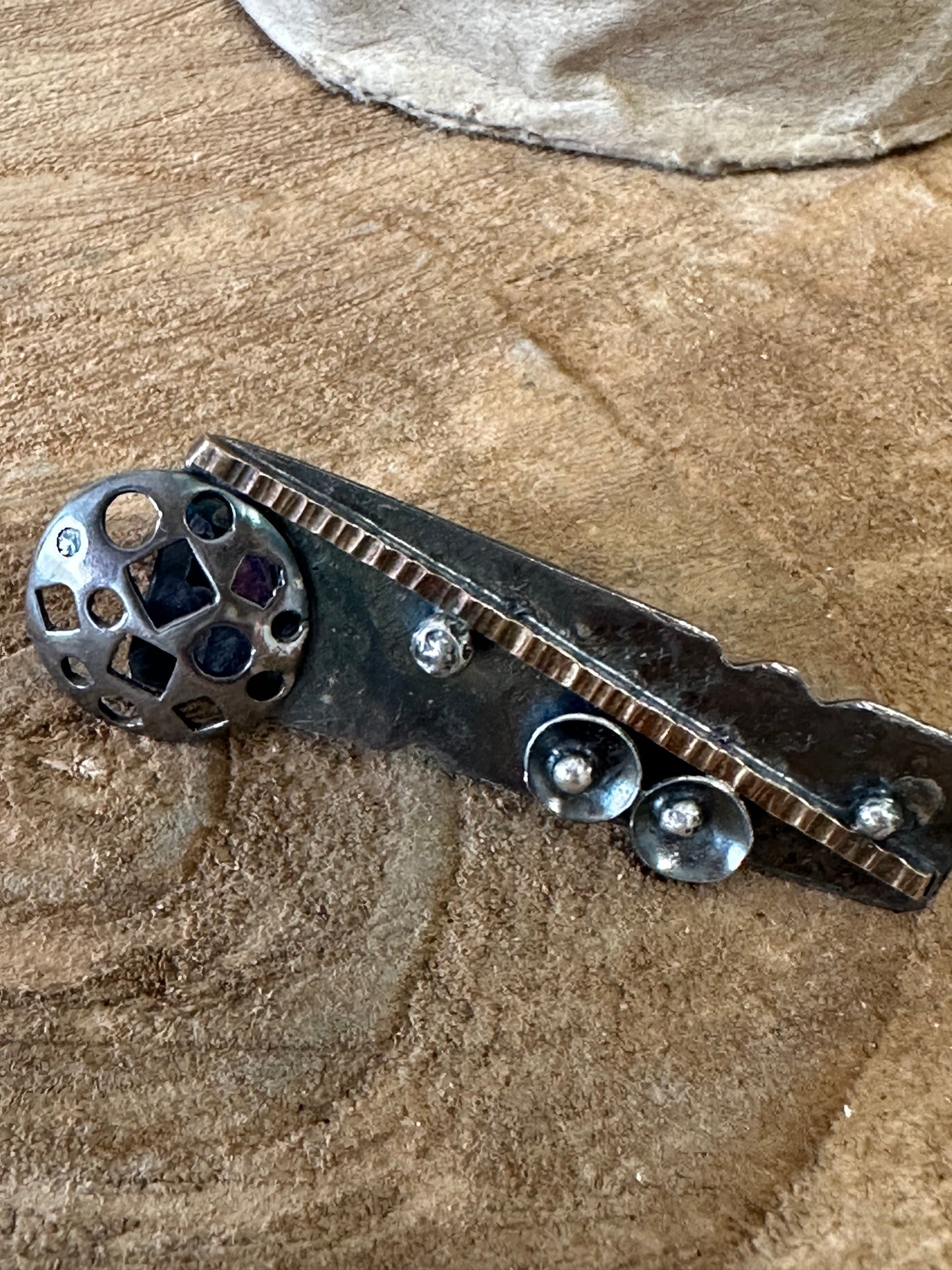 Abstract Signed Metal Pendant