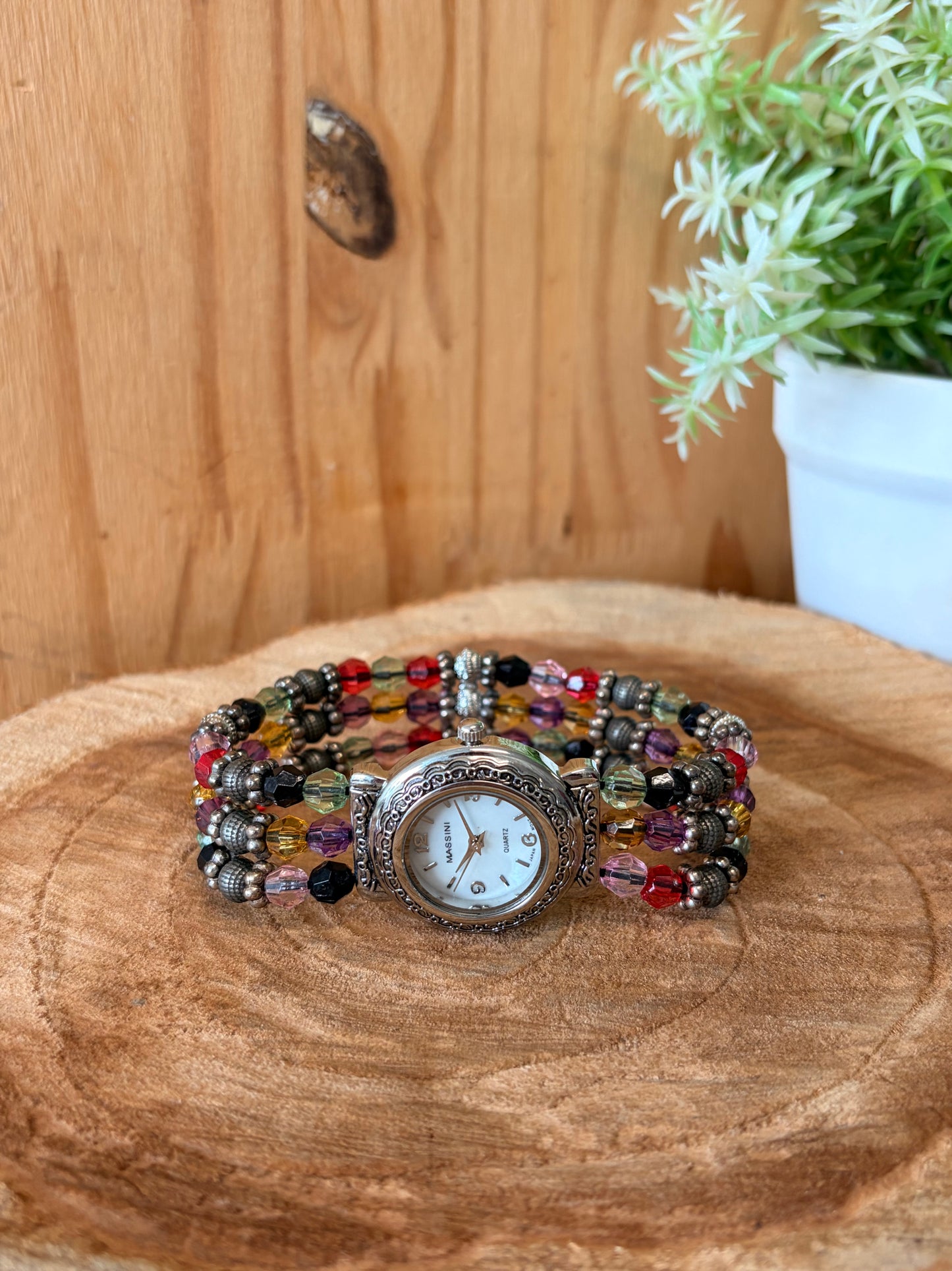 Colorful Beaded Elastic Watch (Untested - As Is)