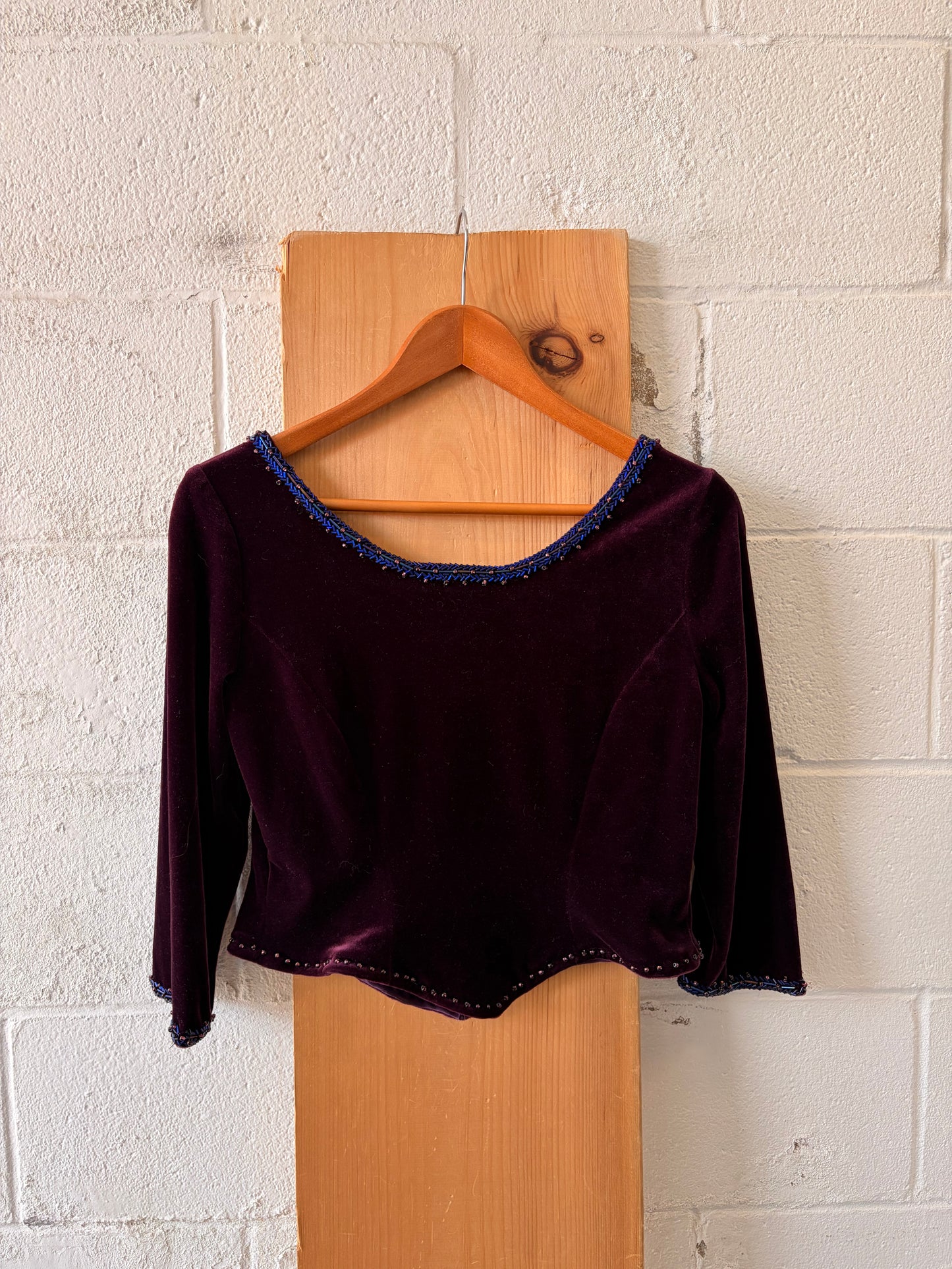 Beaded Velvet Plum Top : M
