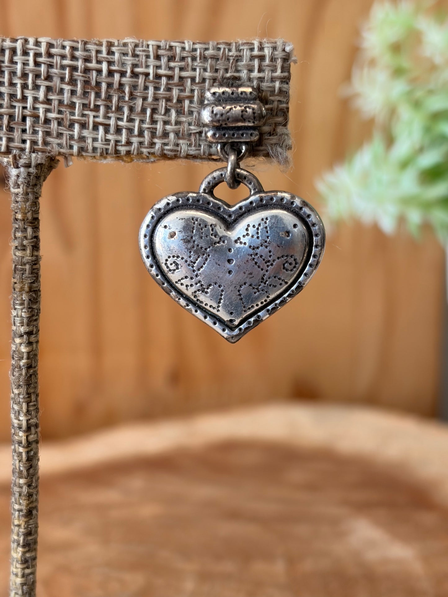 Floral Etched Heart Earrings