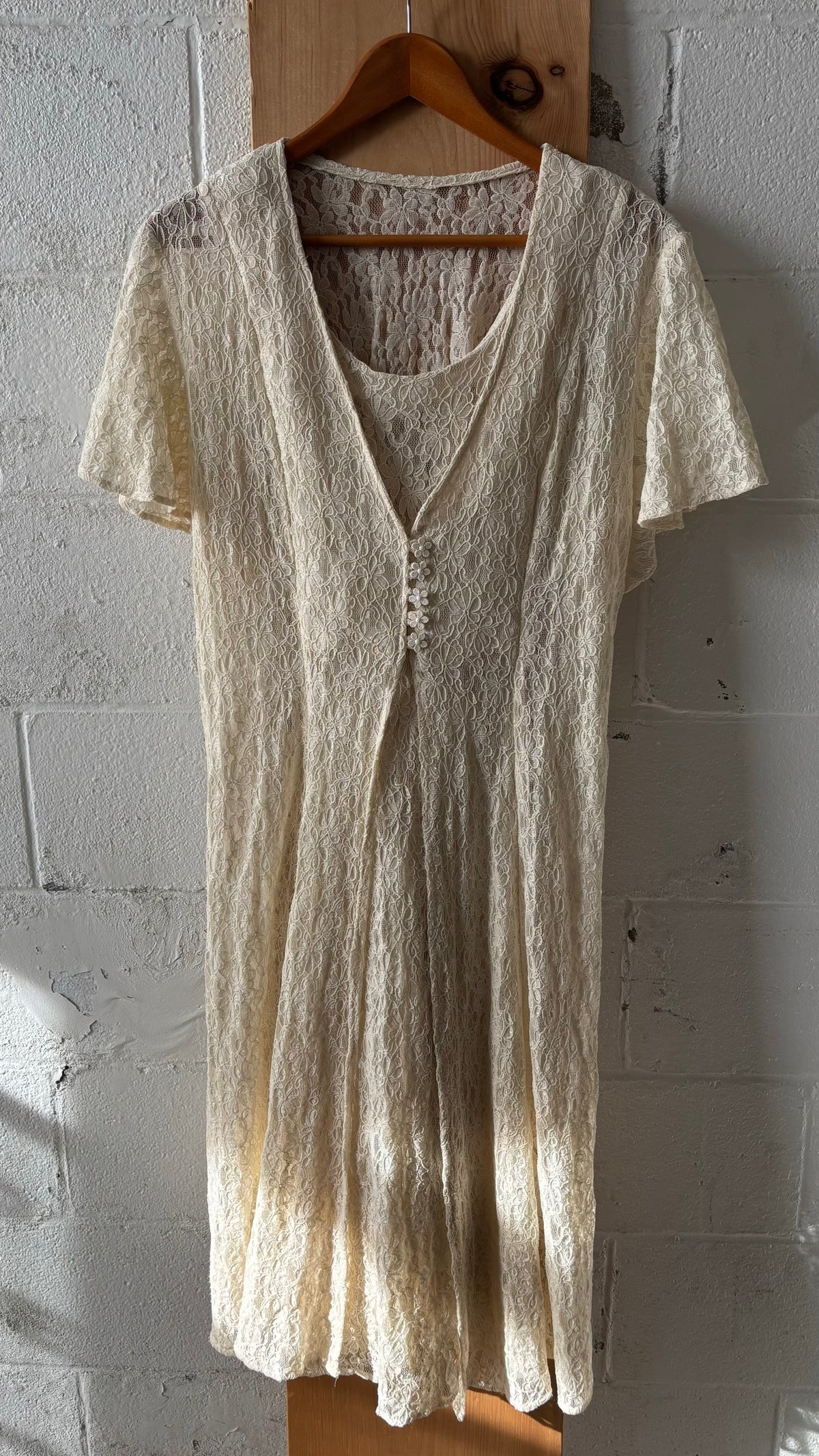 Vtg Ivory Lace Dress : ~L