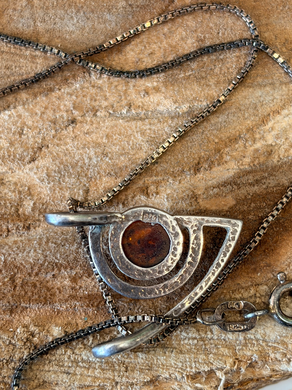 925 Geometric Amber Necklace