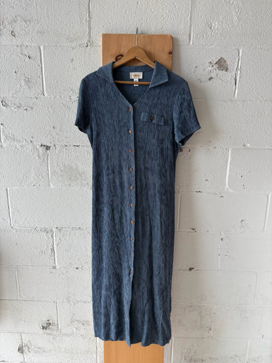 Vtg Slate Blue Button Front Dress : 12