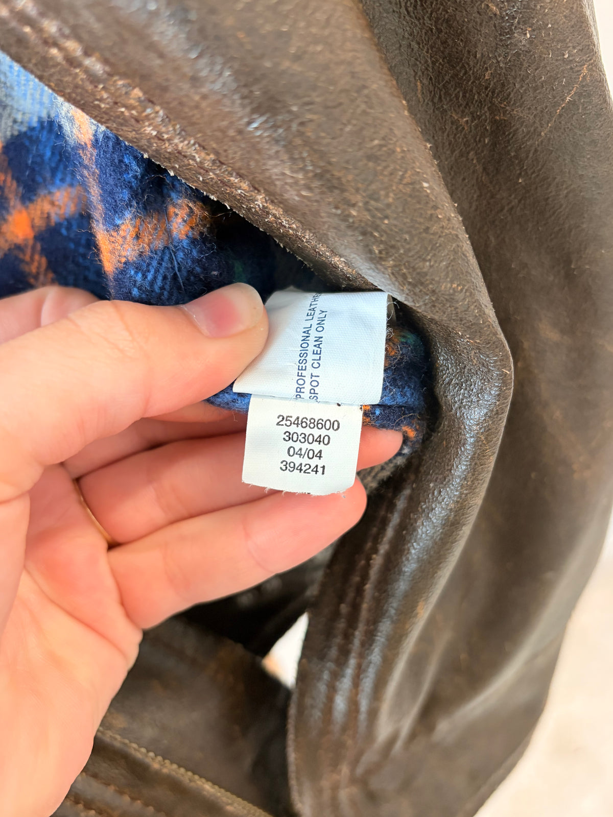 Y2K Gap Flannel Lined Leather Jacket : Youth XXL