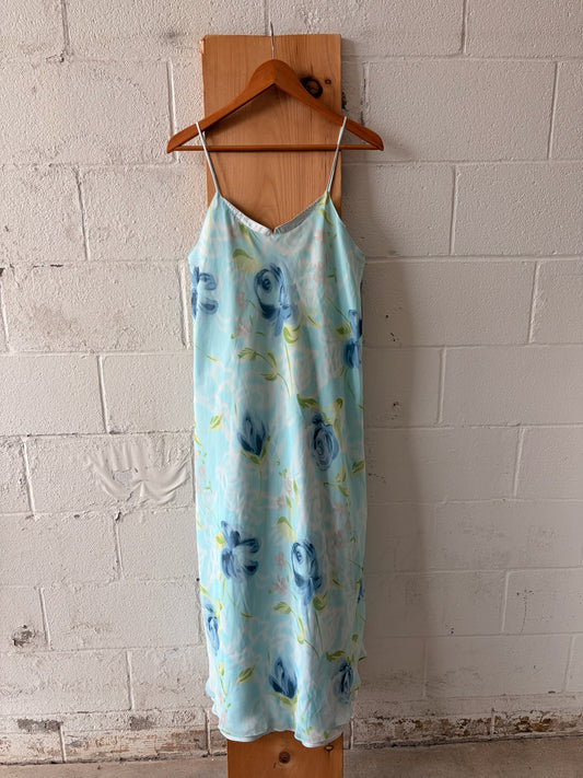 Blue Floral Maxi Slip Dress : M