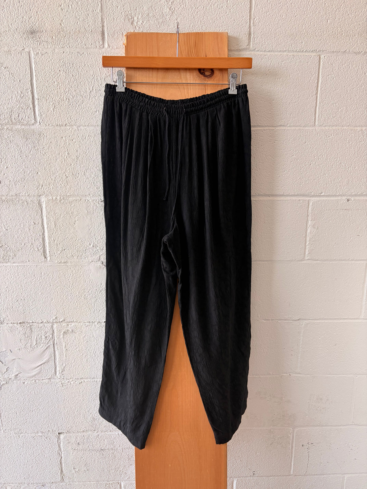 Embroidered Black Flowy Pants : L