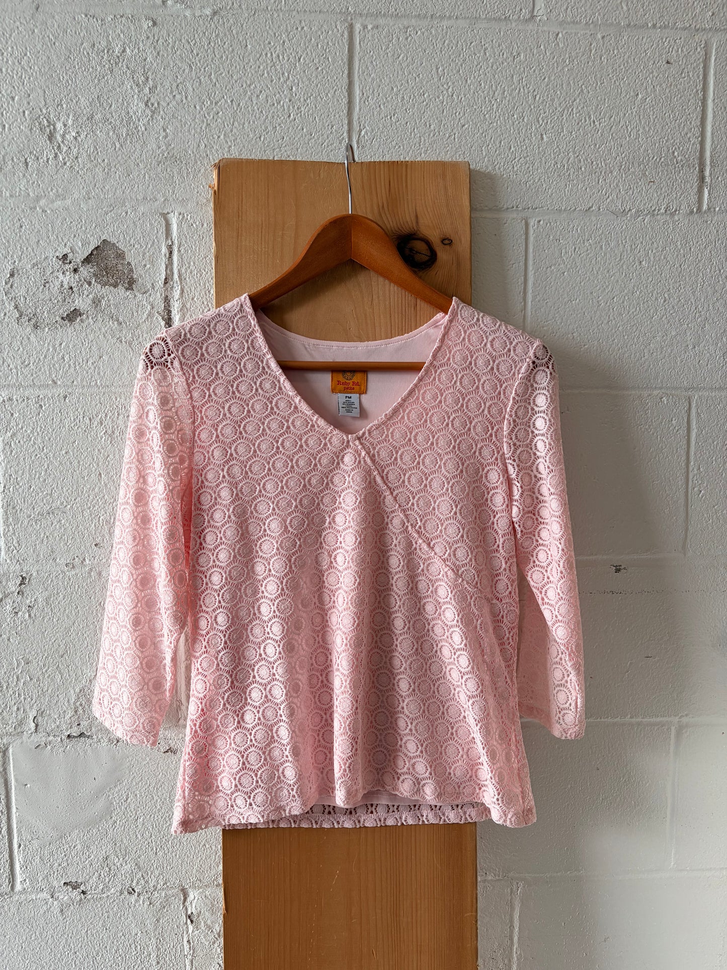 Baby Pink Lace Overlay Top : PM