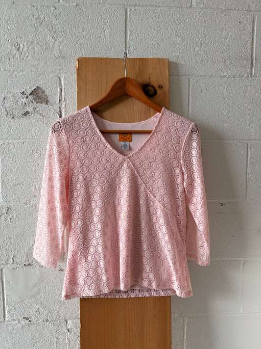 Baby Pink Lace Overlay Top : PM