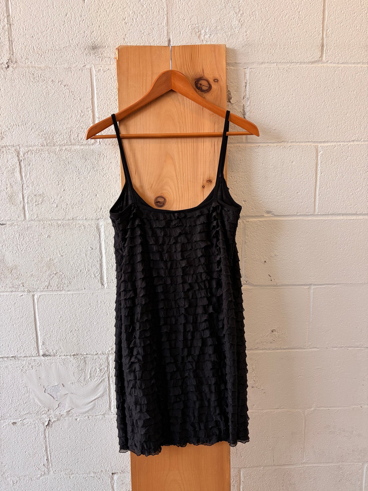 Vtg Ruffled Little Black Dress : M