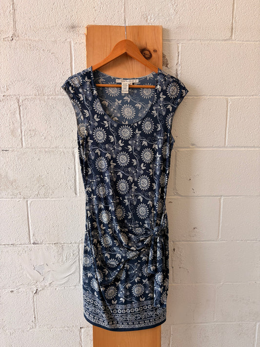 Navy Blue Patterned Dress : M