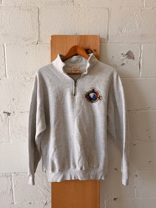 Vtg Gray Alaska Quarter Zip : XL