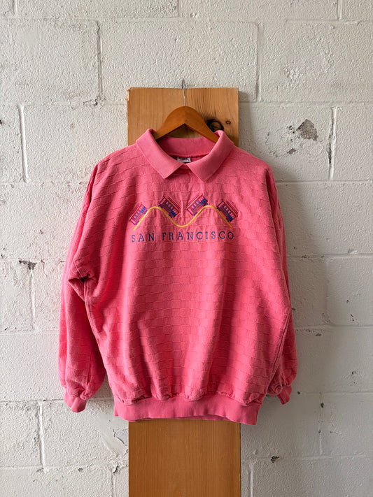 Vtg Collared Pink San Fransisco Crewneck : S