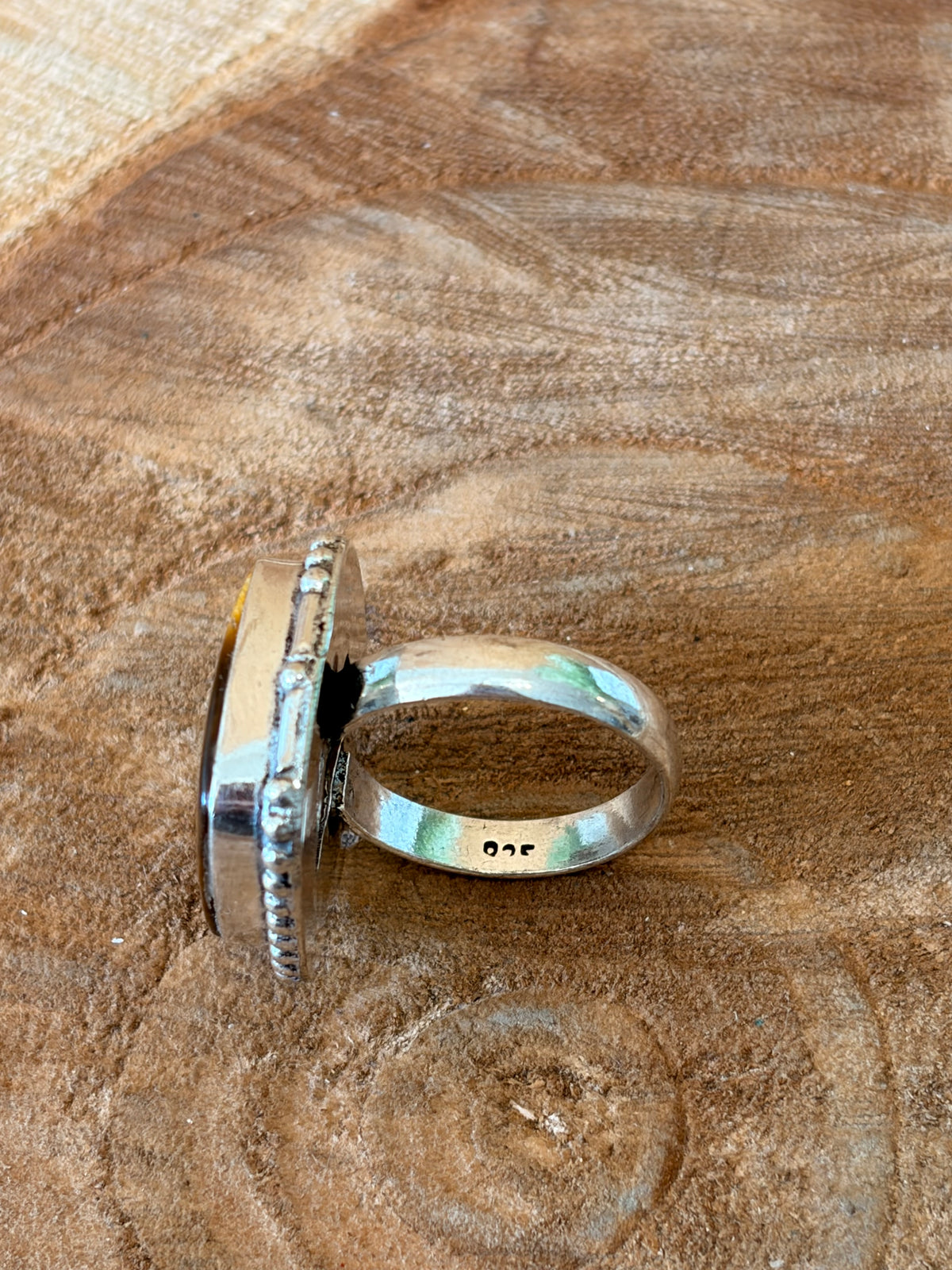 925 Silver Tigers Eye Ring : Size 6