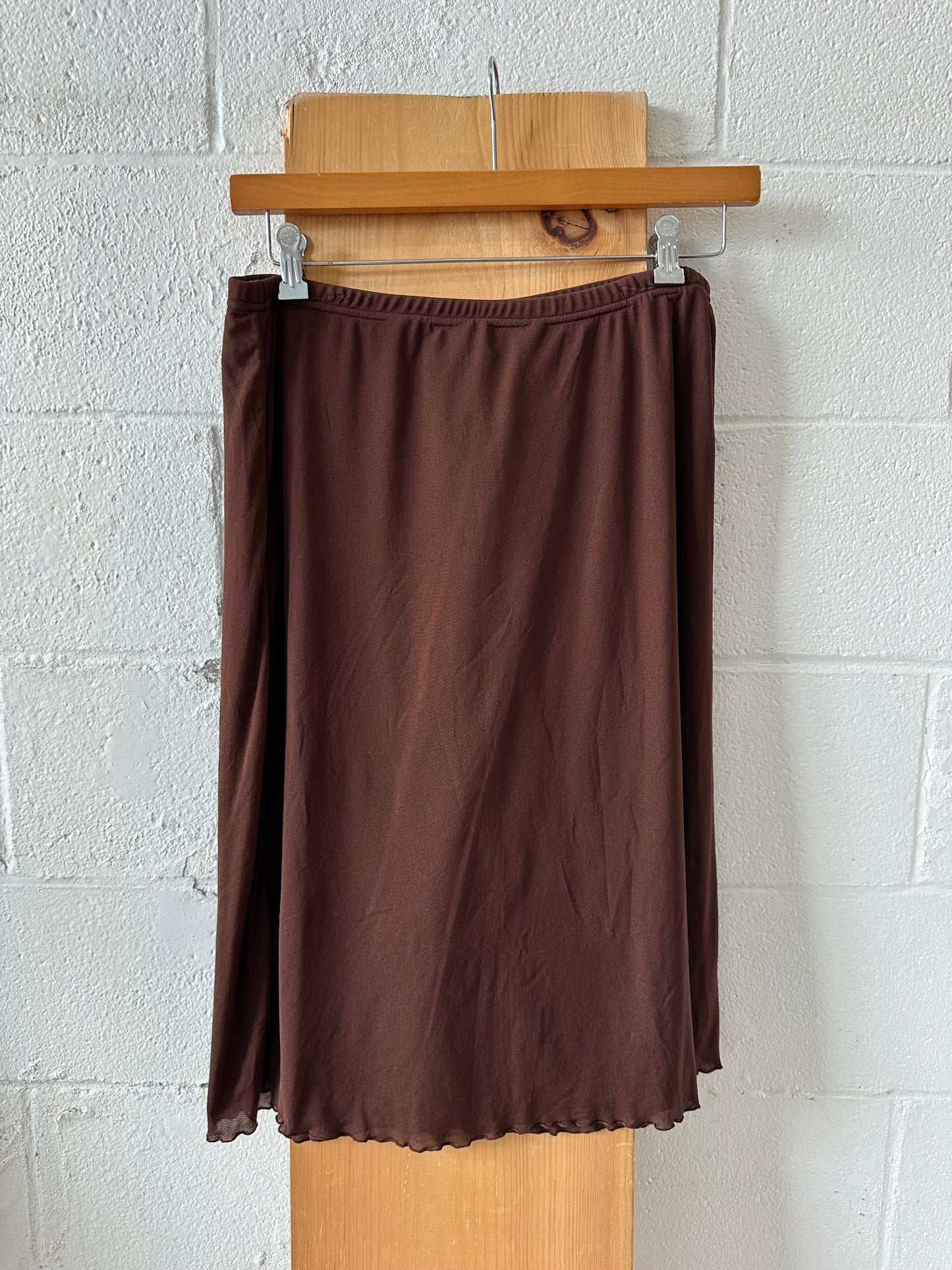 Brown Lettuce Hem Skirt : L