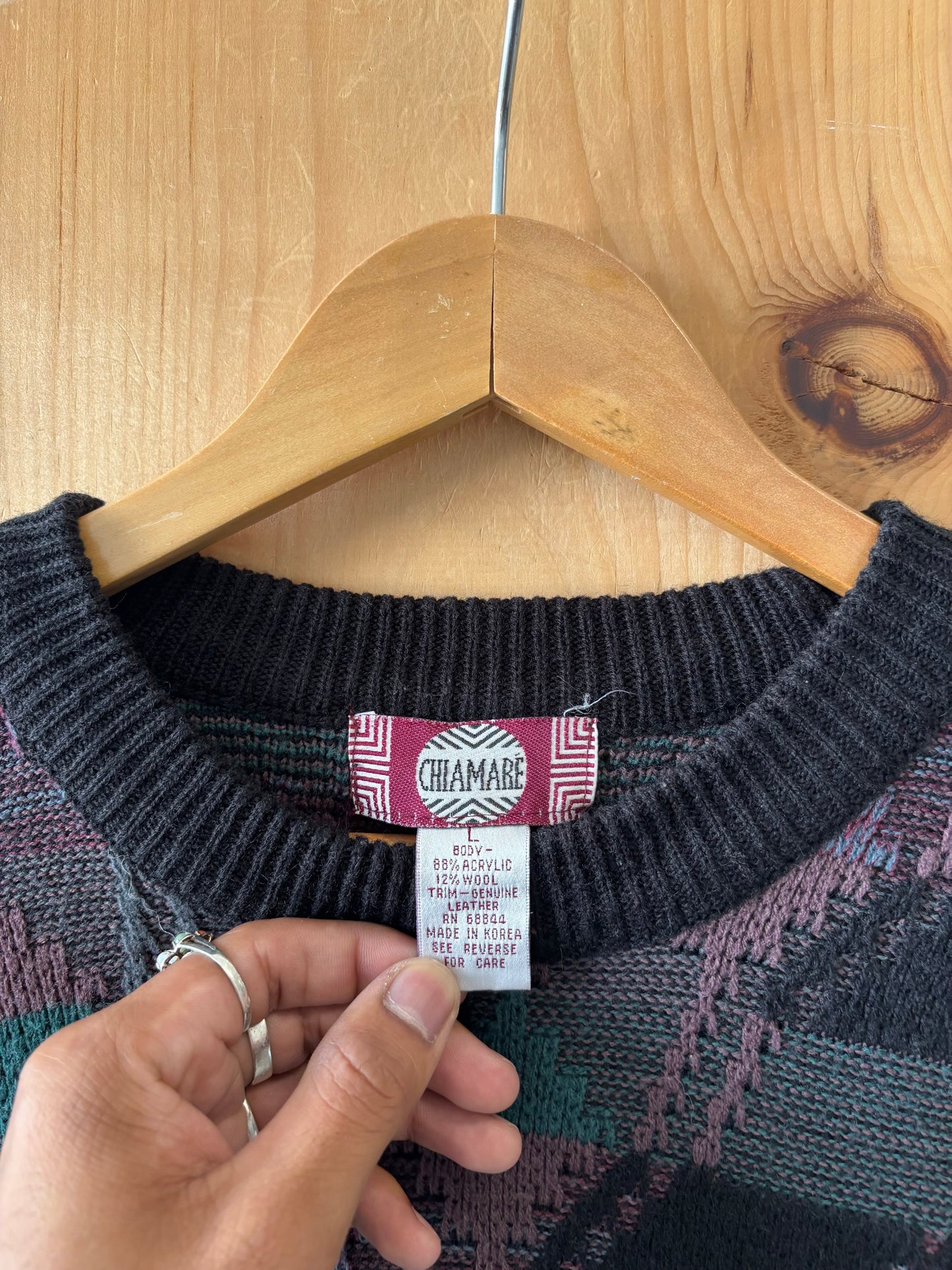 Vtg Purple Patterned Sweater : L