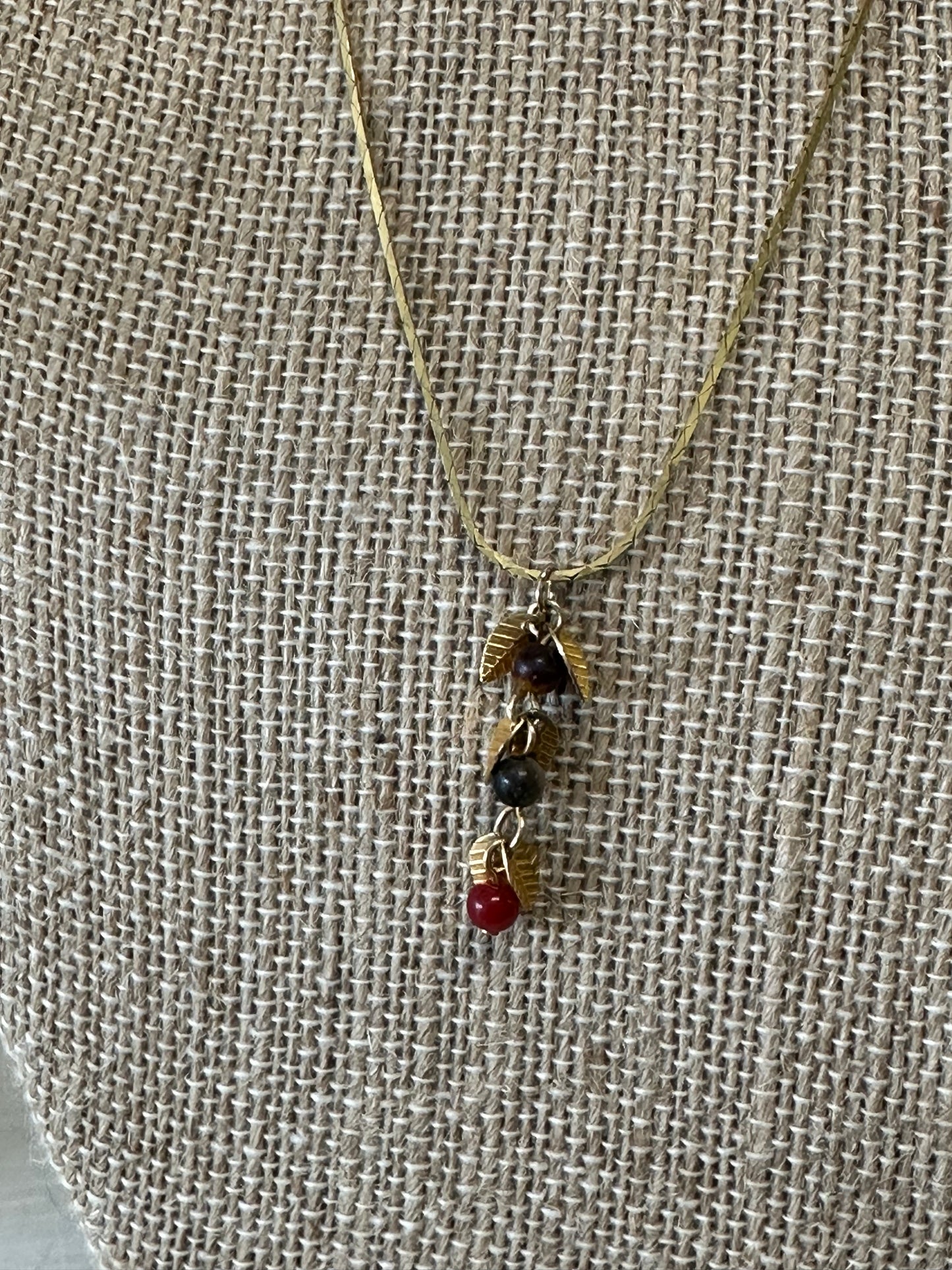 Delicate Beaded Leaves Necklace