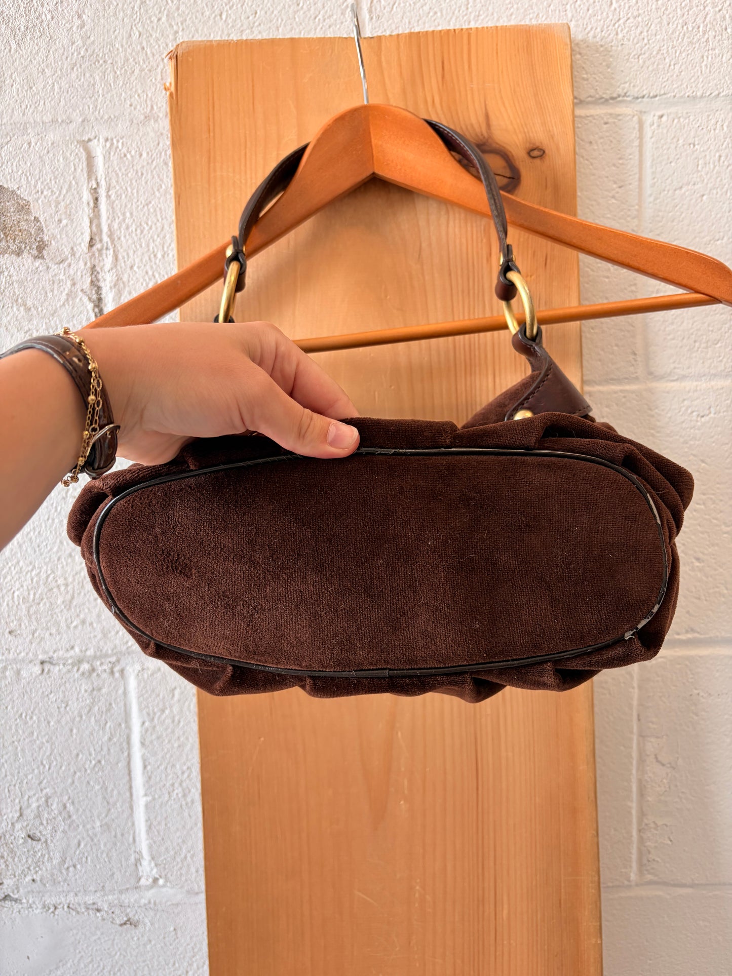Brown Juicy Velour Hobo Purse