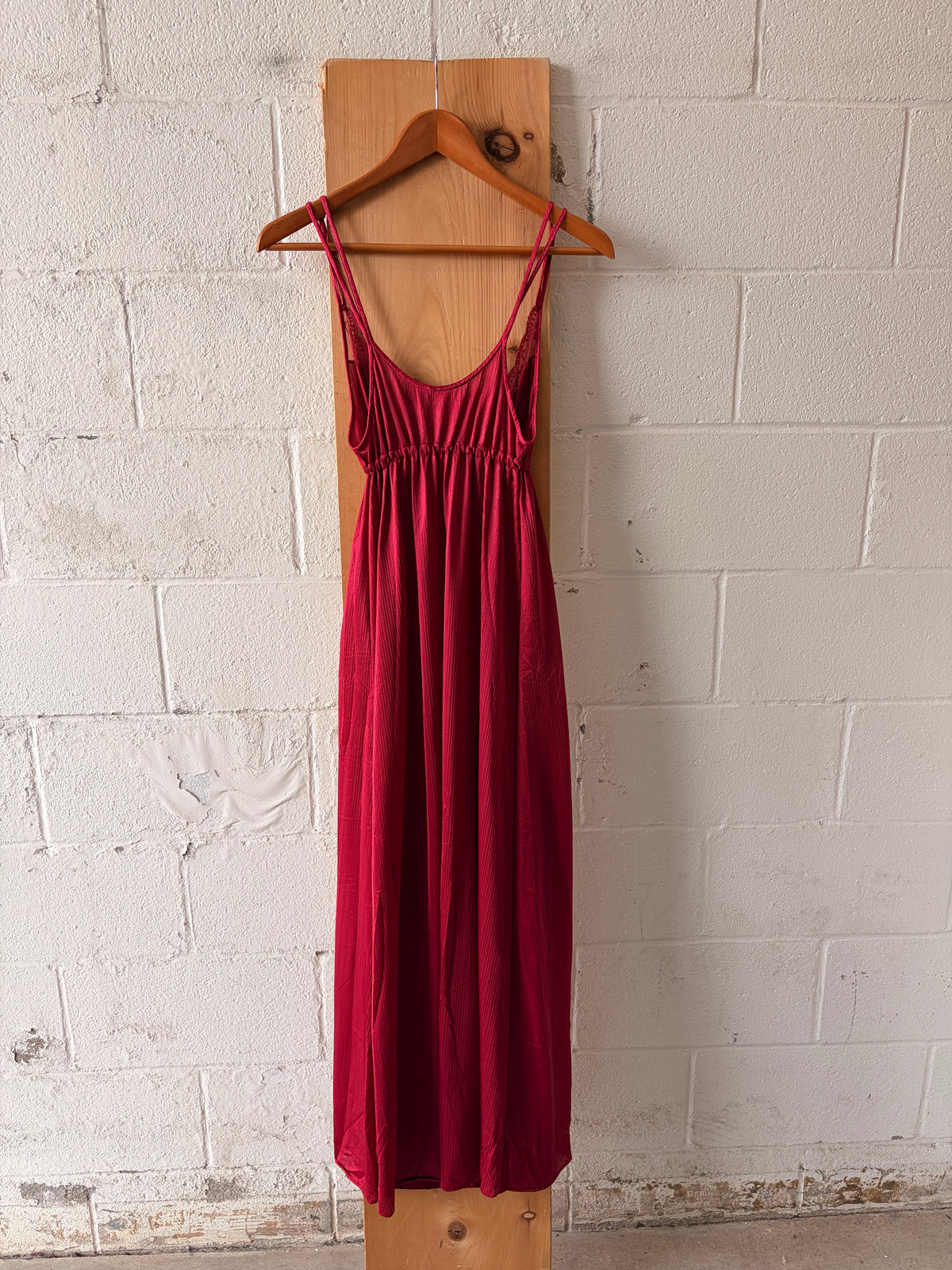 Vtg Red Lace Nightgown & Robe Set : S