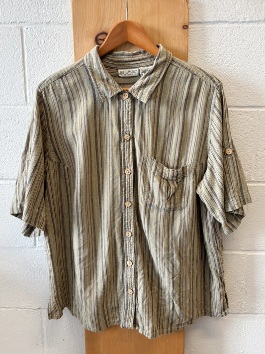 Green Striped Button Down : 22/24W