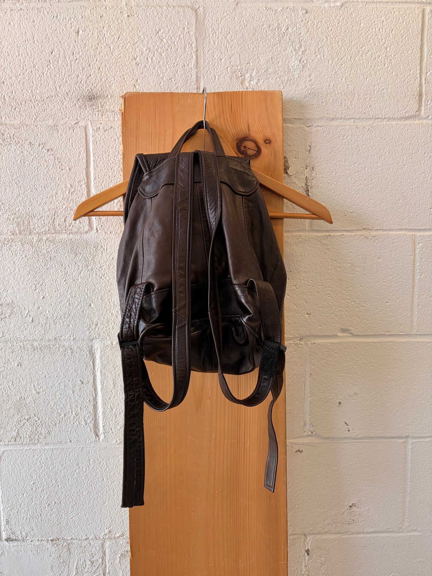 Dark Brown Drawstring Backpack / Crossbody Bag