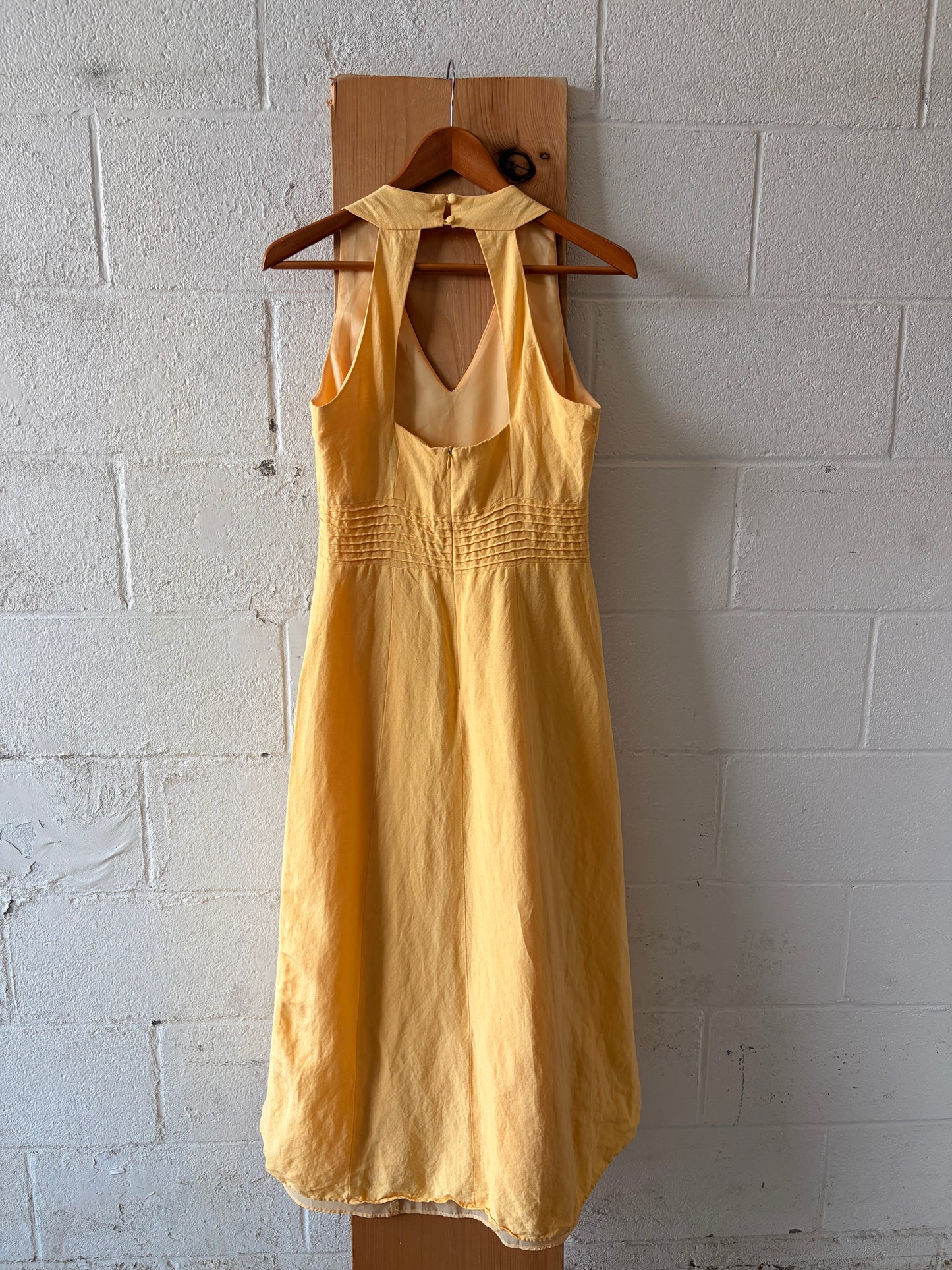 Vtg Yellow Linen Blend Dress : 6