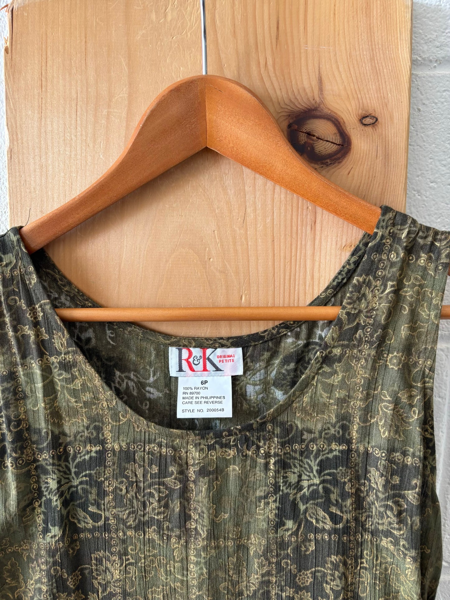 Olive Green Patterned Dress : 6P