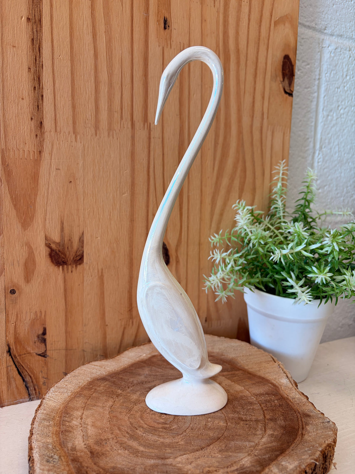Iridescent White Crane Figurine (Local Pick Up Only)